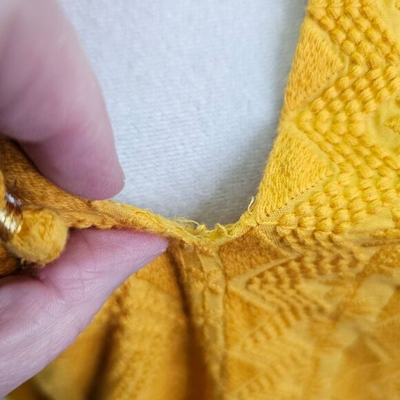 Tularosa Golden Yellow Lisa Blouson Embroidered Ruffle Mini Dress Size Large - Picture 10 of 16